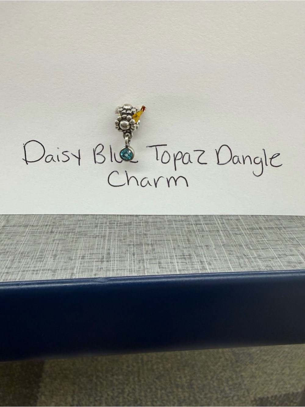 Pandora Retired Daisy Dew Drop Genuine Blue Topaz Dangle Charm 790386TPP